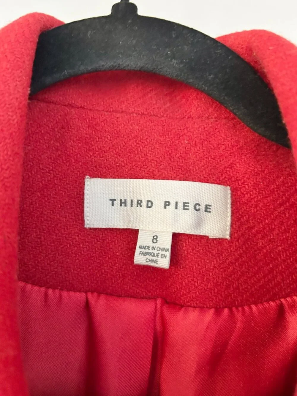 Anthropologie Third Piece Wool Double Breast Peplum Peacoat Jacket in Red Size 8
